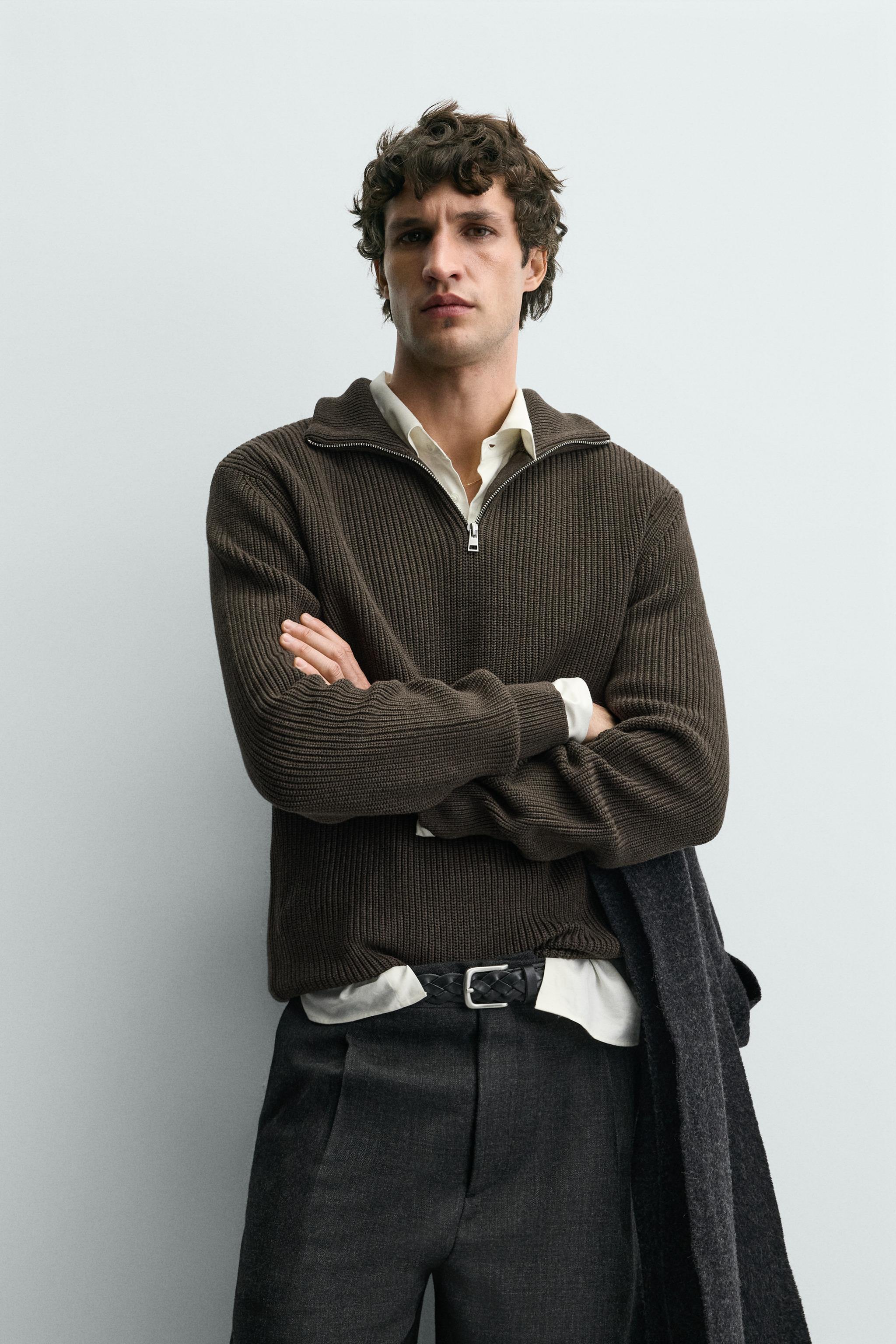 PURL KNIT ZIP-UP JUMPER